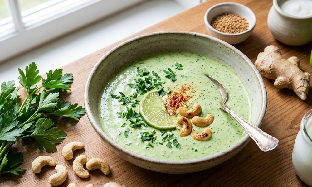 Cashew-Petersilien-Creme mit Limette & Ingwer