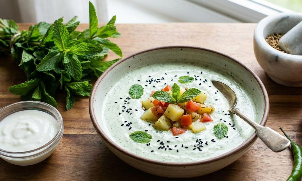 Erfrischendes grünes Minz-Raita