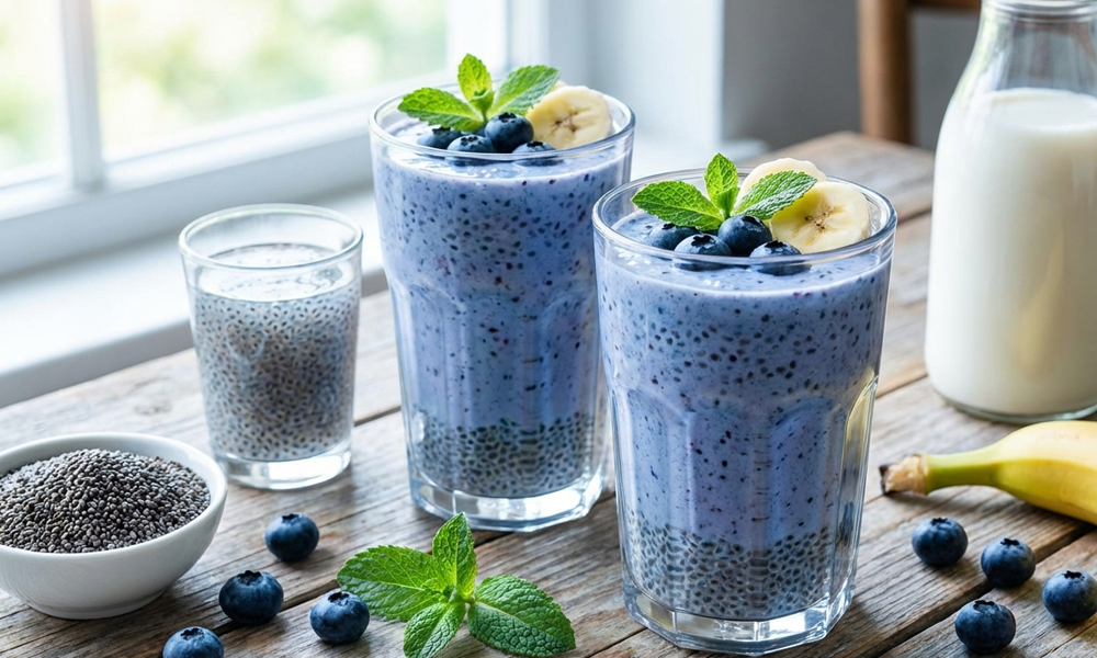 Superfood-Smoothie mit Basilikumsamen & Beeren