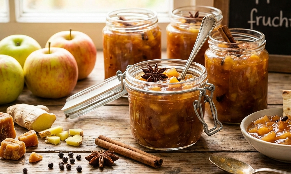 Apfel-Zimt-Chutney mit Tamarinde und Jaggery
