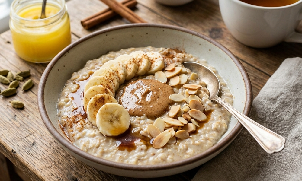 Ayurvedisches Gewürz-Porridge mit Kardamom, Zimt & Ghee