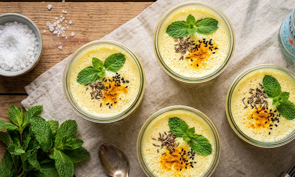Ayurvedisches Lassi mit Salz & Minze