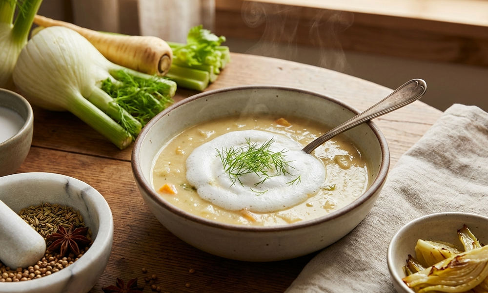 Fenchelschaumsuppe mit Kokosmilch & Gewürzen