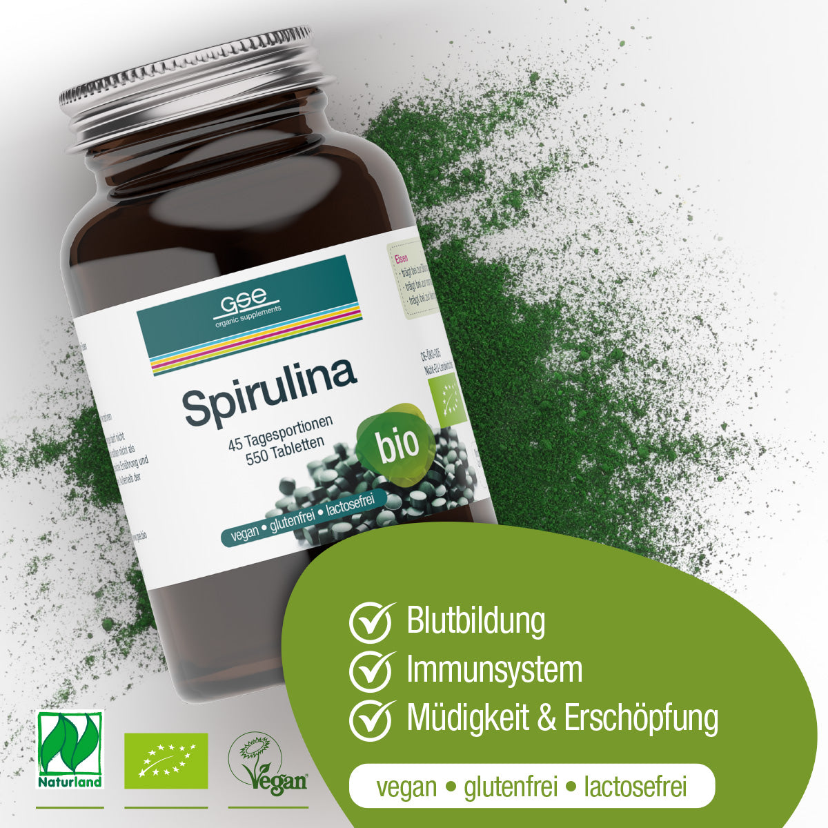 GSE - Naturland Bio Spirulina (Bio) - 550 Tabletten