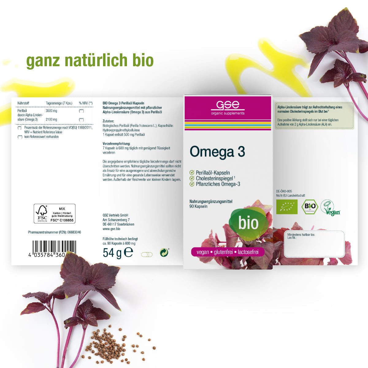 GSE - Capsules d'Huile de Périlla Omega 3 (Bio)