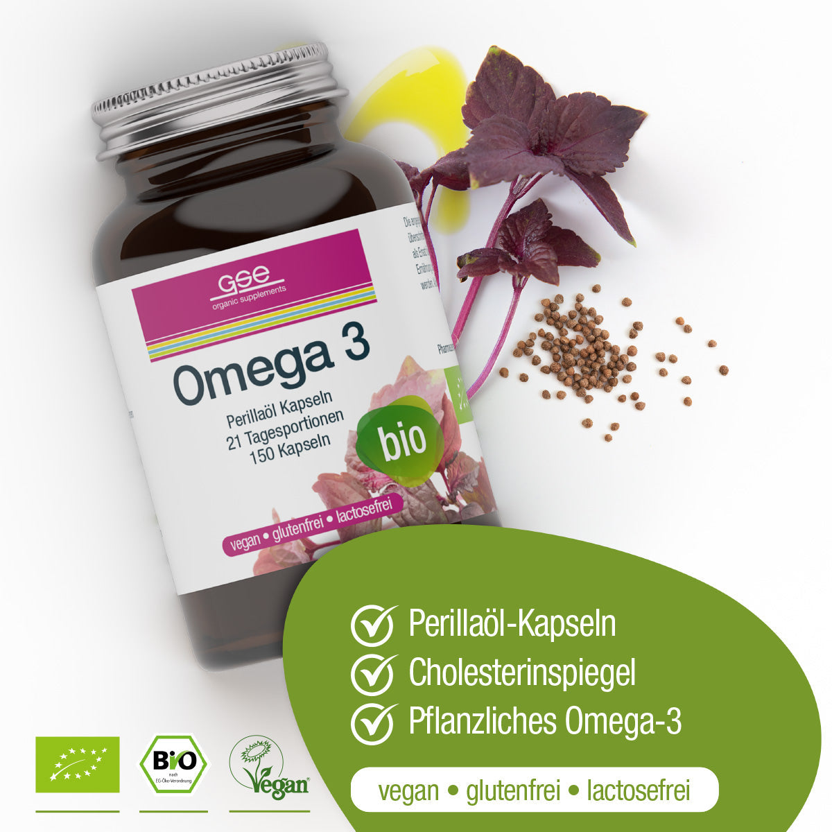 GSE - Capsules d'Huile de Périlla Omega 3 (Bio)