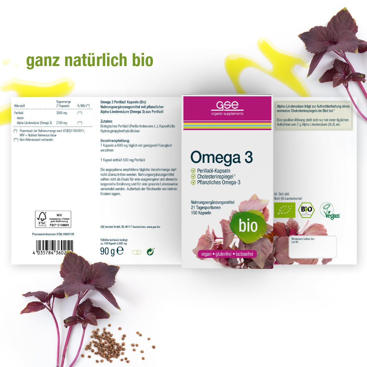 GSE - Capsules d'Huile de Périlla Omega 3 (Bio)