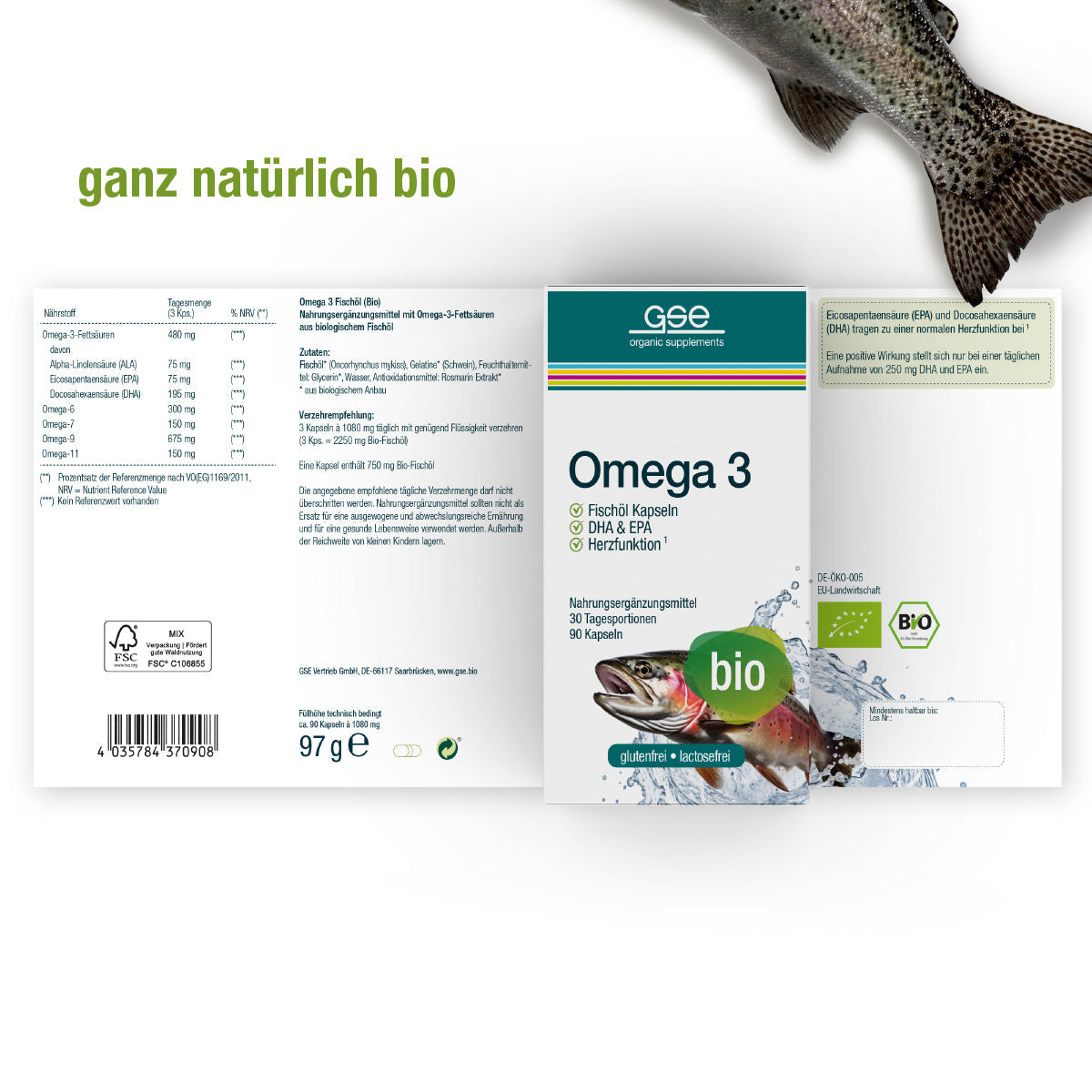 GSE - Capsules d'huile de poisson Oméga 3 - 90 Capsules