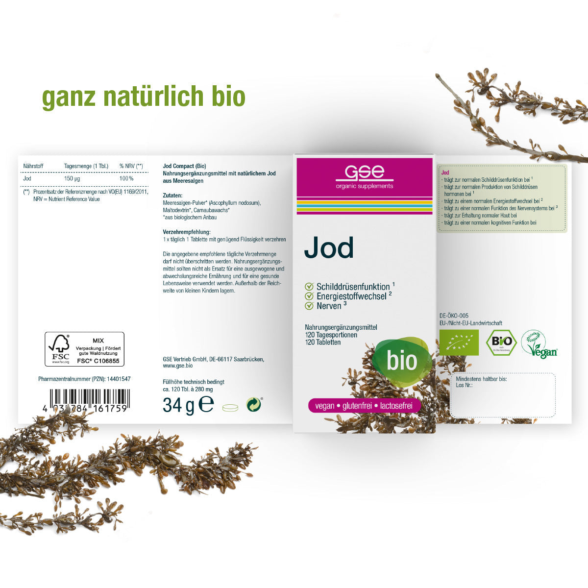 GSE - Iodine Compact (Organic) - 120 Tablets