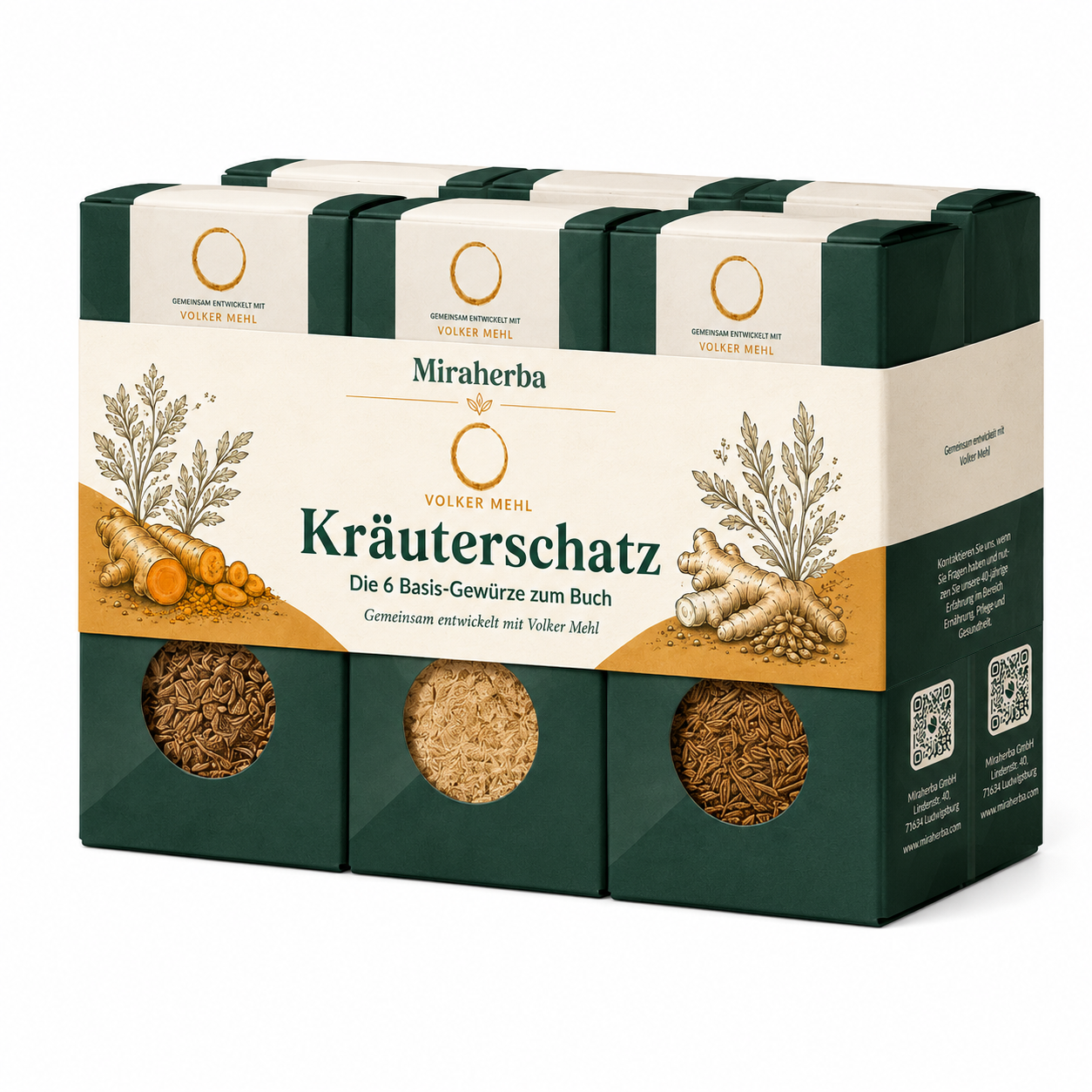 Bio-Gewürzset Kräuterschatz von Volker Mehl und Miraherba mit sechs Einzelgewürzen